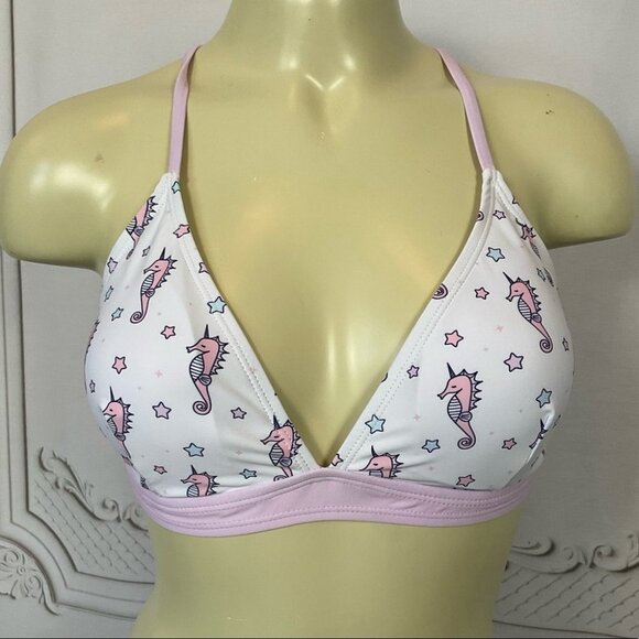 Undercurrent Juniors Size Large Triangle Top Bikini Seahorses & Stars Pastel - Picture 5 of 9